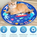 Qpets® Inflatable Pet Cooling Water Pad 25.6 Thicken PVC Cartoon Mat for Dogs Cats Summer Self-Cooling Relief Bed with Water Fill Manual Air Pump Included Durable Scratch-Resistant Blue 3PCS