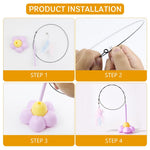 Qpets Cat Toy Set for Indoor Cats with Stainless Wire Wand and Flower Suction Cup Base