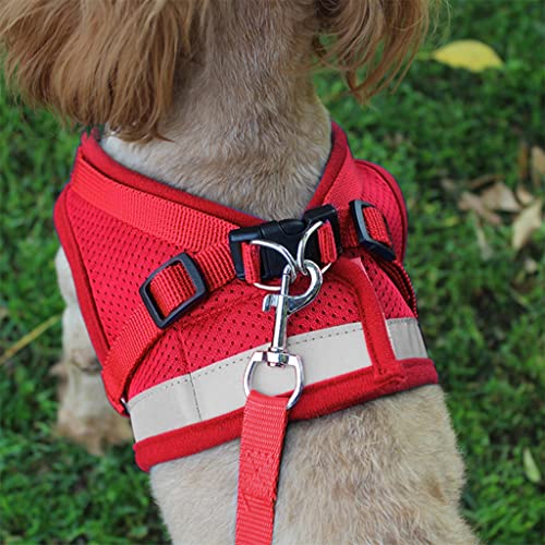 Qpets® Dog Harness for Large Dogs Adjustable Belt with Safety Reflective Strip Breathable Mesh Fabric Cat Vest with Leash Suitable for 6-9 kg 2 PCS