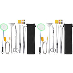 Qpets Aquarium Aquascaping Tools Kit for Plant Pruning and Tank Cleaning with 12 in Scraper | Stainless Steel 7 in 1 Set