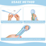 Qpets Cat Strip Feeder for Soft and Moist Treats featuring Pressing Lever Handle | Food Grade Silicone Portable Feeding Spoon in Blue