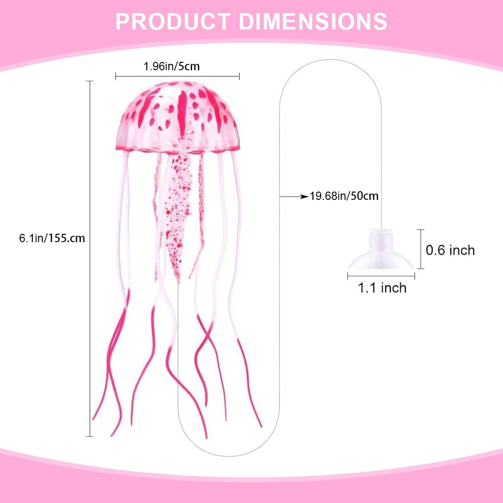 Qpets Realistic Silicone Jellyfish Aquarium Decorations for Fish Tanks featuring Floating Fluorescent Effect | Safe for Freshwater and Saltwater