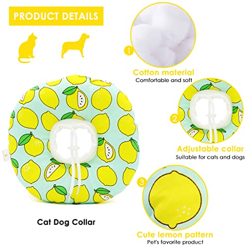 Qpets® Cat Cone Collar Adjustable Soft Elizabethan for Cats Small Dogs Comfy PP Cotton Protective E-Collar After Surgery Anti-Licking Design Detachable Machine Washable Cover S 12-22cm 3PCS