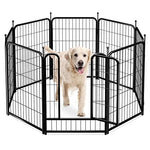 Qpets® Metal Dog Playpen Free Assembly Indoor Pet Fence with Door Playpen for Dog Cat Playpen Indoor DIY Fence Foldable Pet Playpen for Dog, Cat, Includes 7 Wire Panels, 1 Door, 9 Connecting Rods