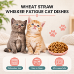 Qpets 6-Piece Wheat Straw and PP Pet Food Bowls for Cats and Small Dogs, Shallow and Stackable