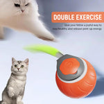 Qpets® Smart Cat Toy Ball, Electric Self Roller Ball Cat Toywith Rat Tail, Fun Cat Speedy Ball Toy with 2 Modes Cordless Chasing Ball Toy Food Grade Silicone Cat Toy Teasing Ball - USB Rechargeable