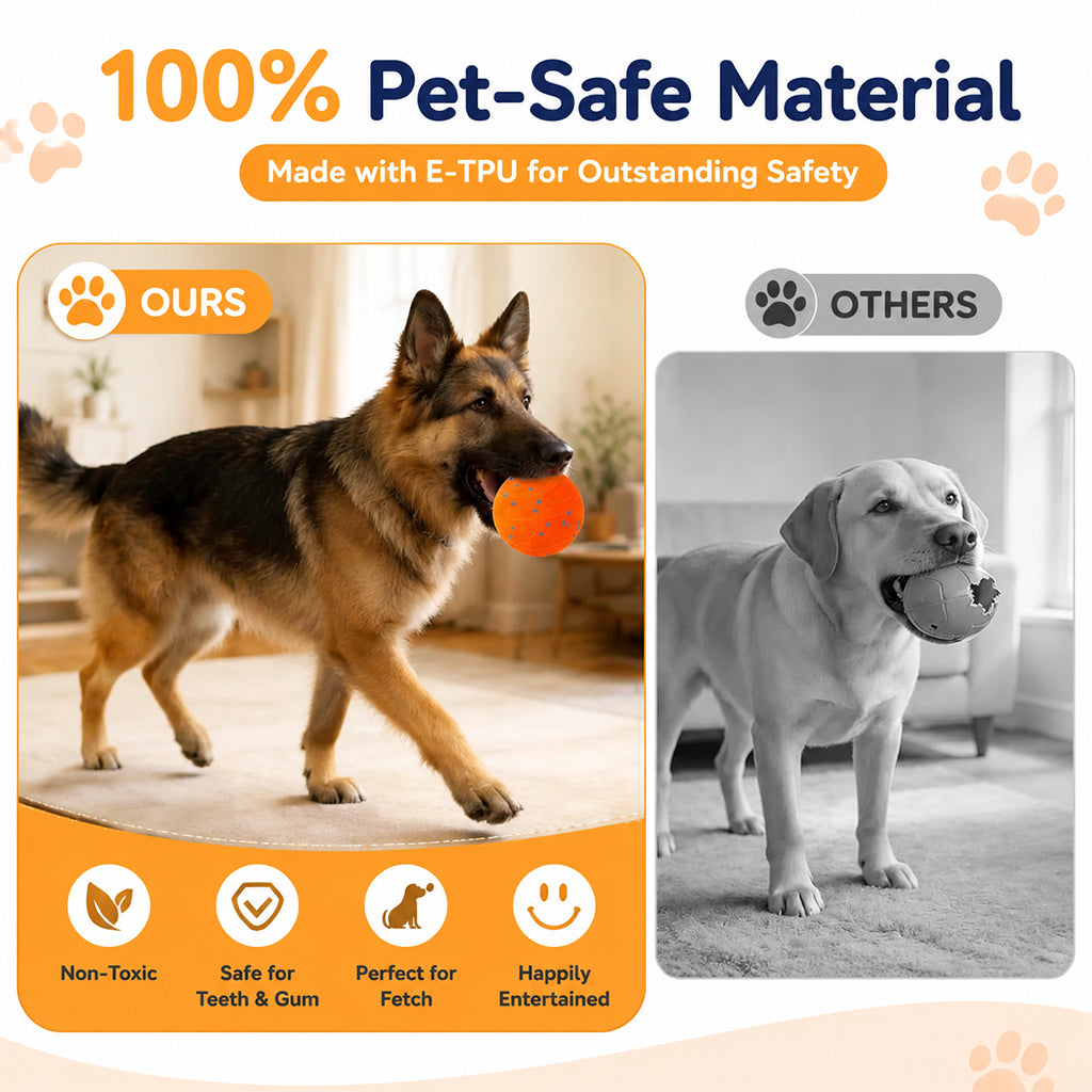 Qpets Interactive Dog Ball with 10mm ETPU Shell, Two Play Modes and IPX7 Waterproof Design