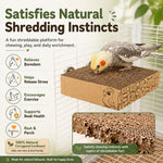 Qpets Bird Chew Toy and Resting Perch Platform for Small Birds, Natural Cardboard Material