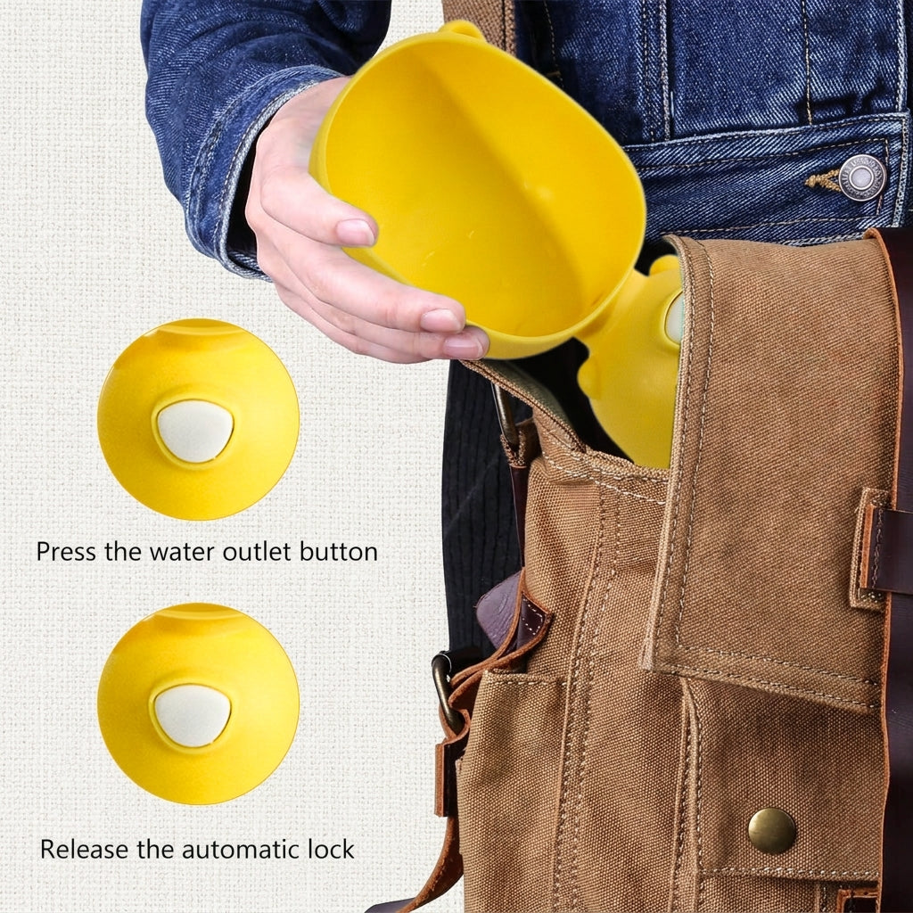 Qpets 380ml Dog Water Bottle with Integrated Trough, One-Button Flow Control and BPA-Free PP
