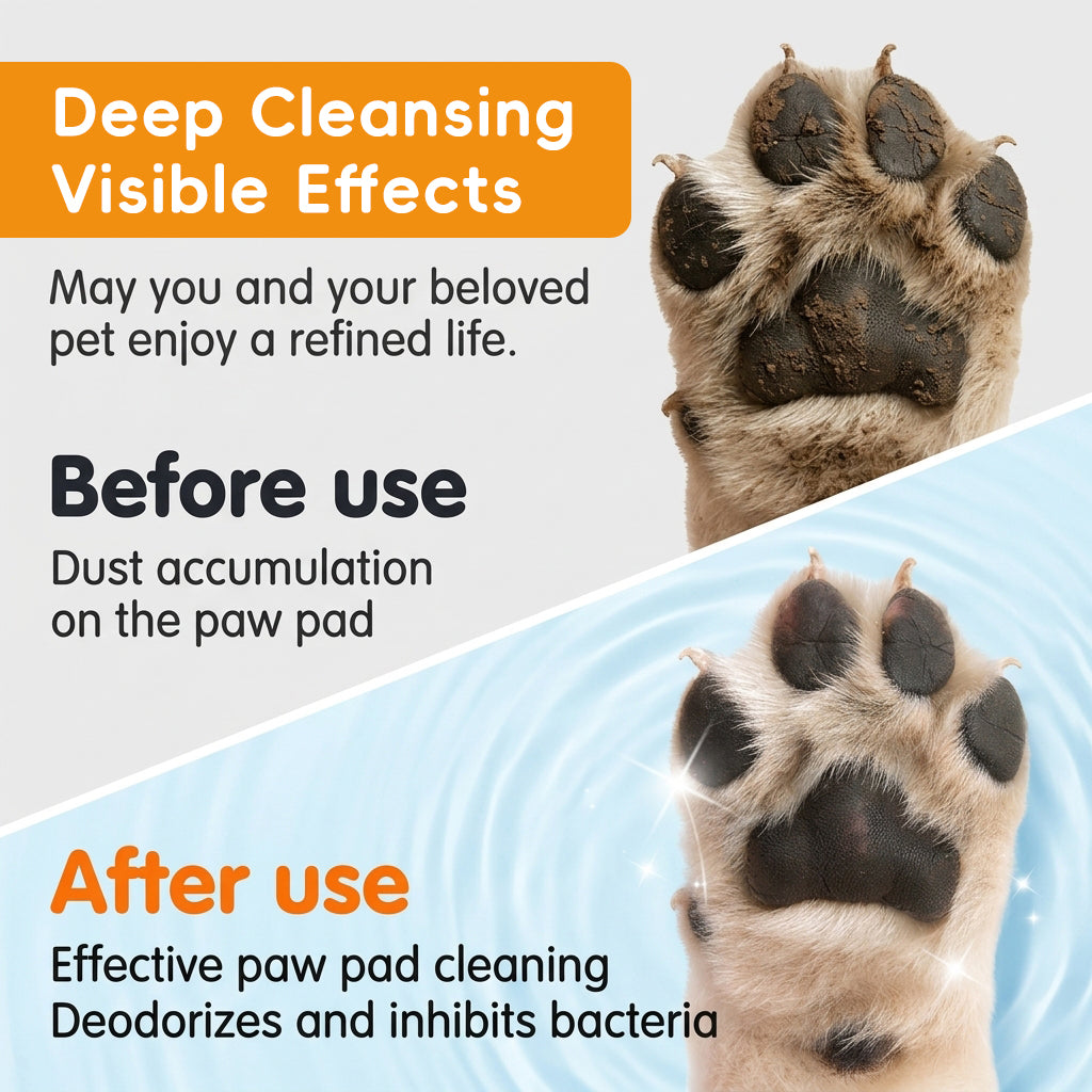 Qpets Dog Paw Cleaner Foam with Silicone Brush | No Rinse Pet Paw Cleanser for Dogs & Cats