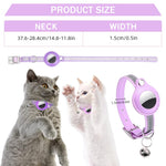 Qpets Airtag Compatible Cat Collar for 9.3–12 in Necks with Reflective Safety Design | Purple PU Adjustable Anti Lost Holder