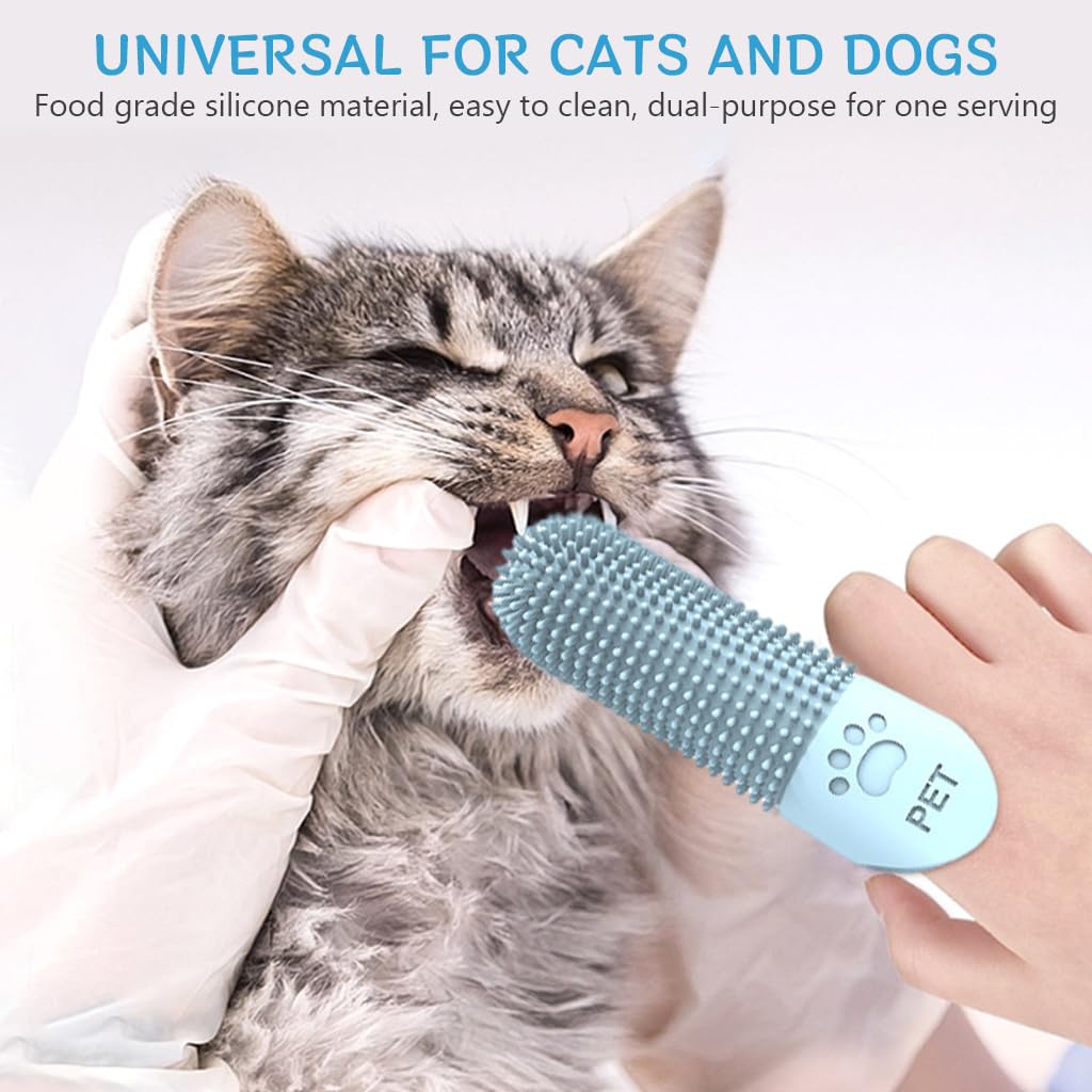 Qpets Dog Finger Toothbrush for Effective Plaque Removal featuring 360° Silicone Bristles