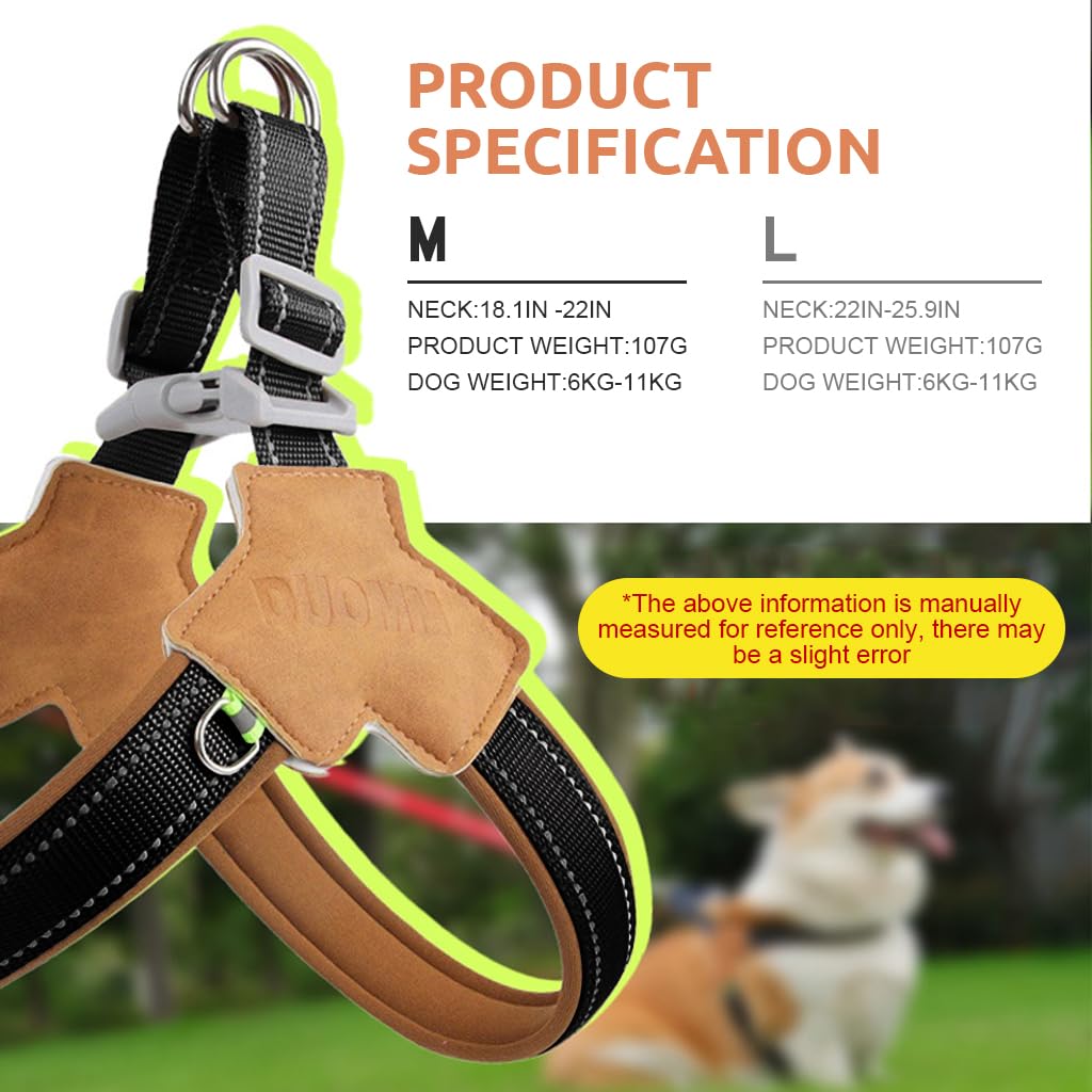 Qpets Reflective Dog Harness for Safe Night Walking with Dual D-Rings and Quick Release Buckle
