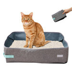 Qpets Foldable Cat Litter Box for Indoor and Outdoor Use with Waterproof Oxford Liner 48x38x12CM