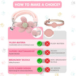 Qpets Cat Collar Set with Handcrafted Crochet Flower and Bell | Pink and Green Plush Adjustable Collars for Cats and Kittens