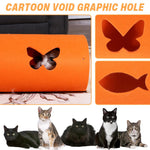 Qpets Felt Cat Tunnel for Play and Hiding with Transformable Felt House 52x70cm | Set of 2