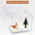 Qpets Small Betta Fish Tank for Desktop Use featuring Stackable Design and 12x8x10.5cm Size | Clear Plastic Mini Aquarium