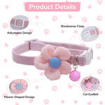 Qpets Cat Collar for Everyday Wear with Safety Buckle and Bell | Adjustable Pink Flower Design
