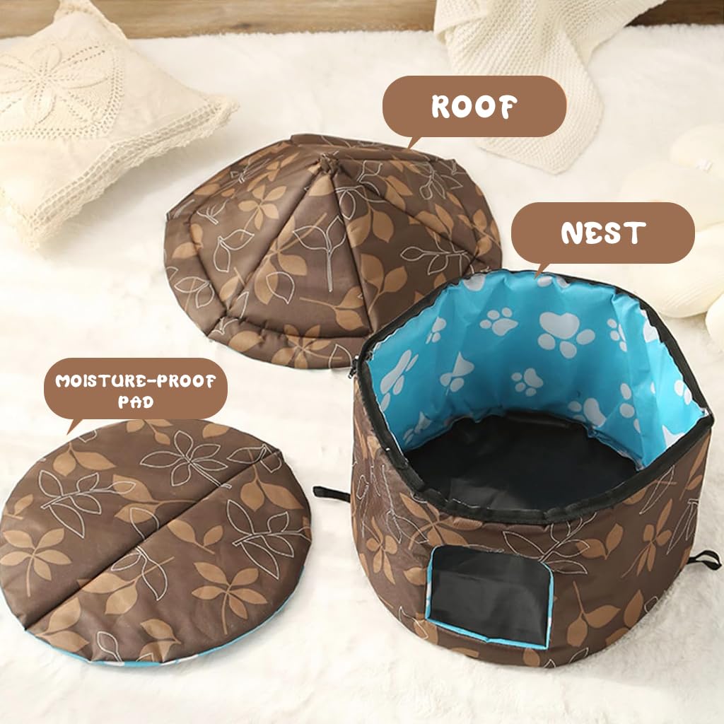 Qpets Pet Hut House for Indoor and Outdoor Use with Detachable Roof and 45x41 cm Space | Waterproof Oxford Cloth for Cats and Dogs
