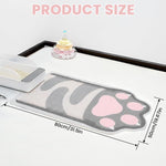 Qpets Cat Litter Box Mat 50x80cm for Trapping Litter with Waterproof Non Slip PVC Surface | Pink Cartoon Cat Claw Design