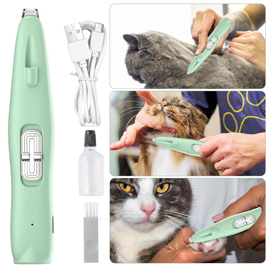 Qpets Dog Paws Hair Trimmer for Precision Grooming with UV LED Light and 2PCS Set | Stainless Steel Blade for Small Pets