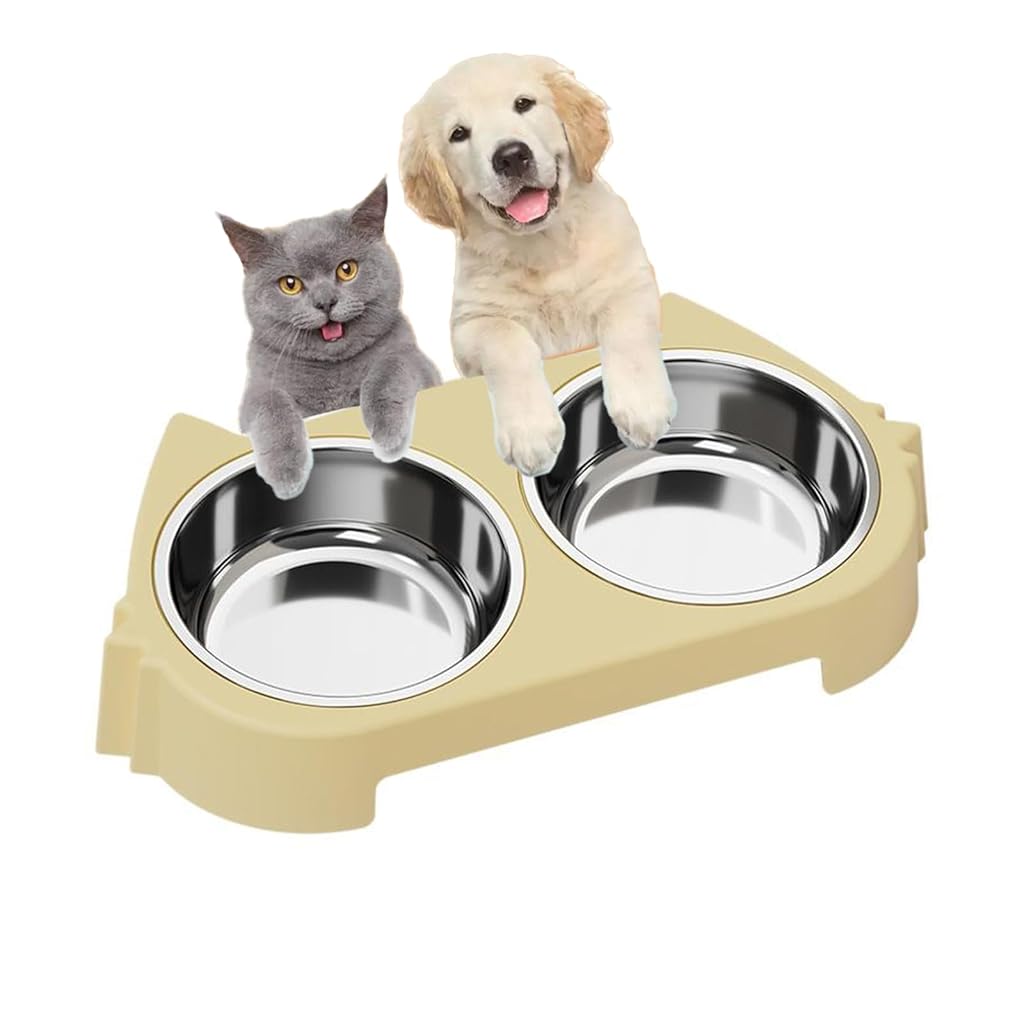 Qpets® Dog Food Bowl Water Bowl,Stainless Steel Dog Cat Drinking,Easy to Clean