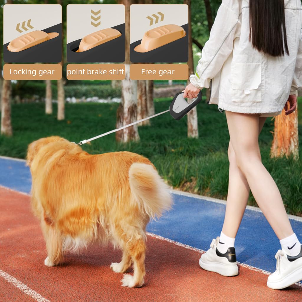 Qpets Retractable Dog Leash with 16.4 ft Tape and 360° Swivel Clasp | Comfort Silicone Handle