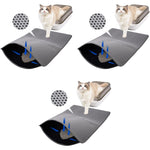 Qpets Cat Litter Mat 15.7 x 23.6 in for Litter Box with Double Layer Open Edge Design | Grey 3 pcs