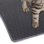 Qpets® Cat Litter Mat 15.7 x 23.6 inches 40 x 60cm Double Layer Open Edge Design Waterproof EVA Material Durable Washable for Cats Box Tray Grey 3 PCS