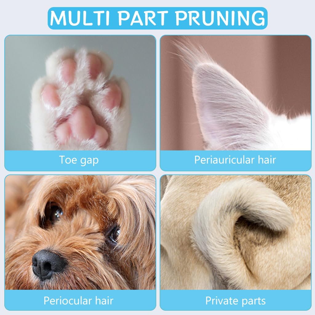 Qpets Dog Paws Hair Trimmer with LED Light for Small Areas and 16CM Design | Rechargeable Quiet Grooming Tool