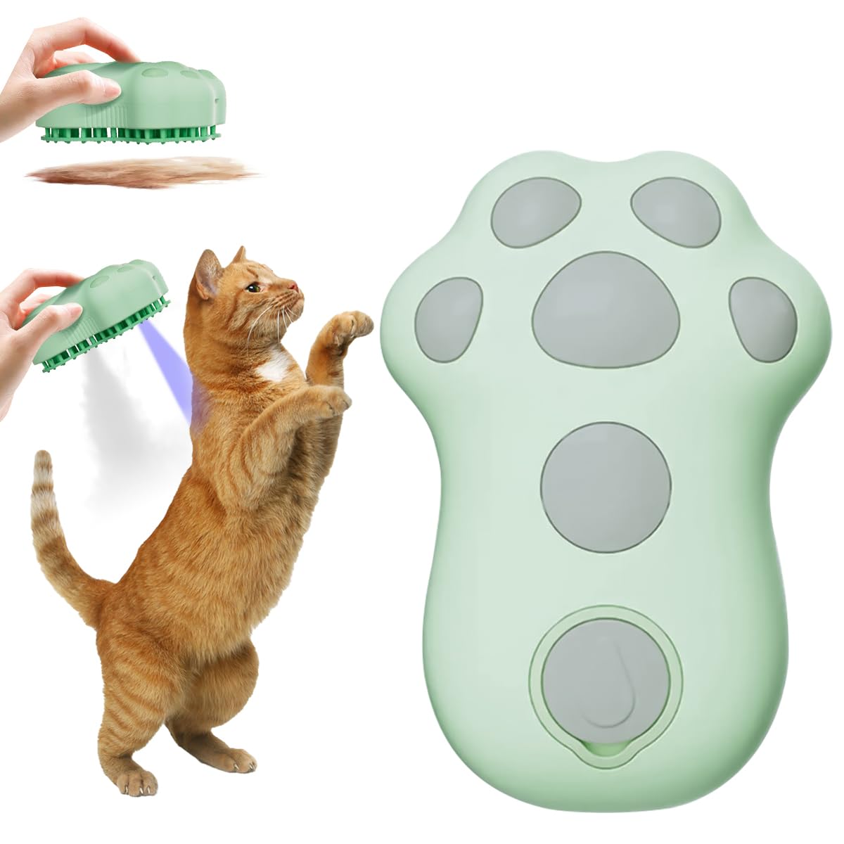 Qpets Pet Grooming Brush for Dogs and Cats with Steam and UV Light | USB Rechargeable Massage Comb