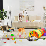 20 PCS Cat Toys for Kittens Set, Collapsible Cat Rainbow Tunnels for Indoor Cats, Family Set Cat Teaser Toy Cat Feather Toy Fluffy Mouse Crinkle Balls Toys for Cat Puppy Kitty