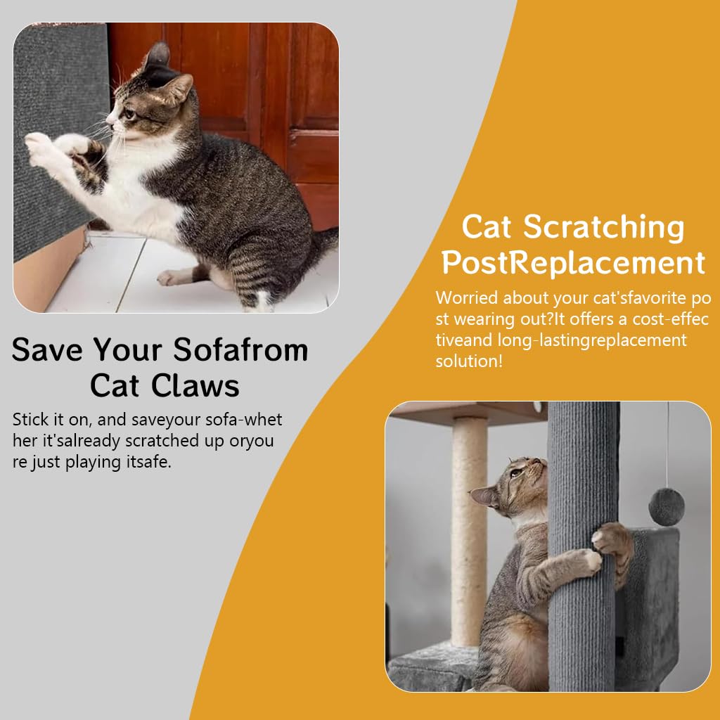 Qpets Cat Scratch Pad for Furniture Protection with Self Adhesive Design 30x100cm | Cuttable Polyester Mat