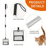Qpets Cat Litter Shovel for Indoor or Poultry Use with 22–41.9 in Retractable Handle | 5.7 in Metal Slotted Scoop