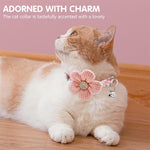 Qpets Cute Flower Cat Collar with Bell featuring Quick Release Buckle and Soft Pink Plush