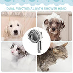 Qpets® Pet Shower Head Attachment with Dog Brush, 2 in 1 Grooming Tool Kit for Dogs and Cats, Pet Shower Head for All Breeds and Sizes - Easy Installation & Enhanced Cleaning