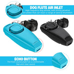 Qpets Dog Clicker for Training with High Frequency Whistle and Heart Button | 2 Pack Blue Black