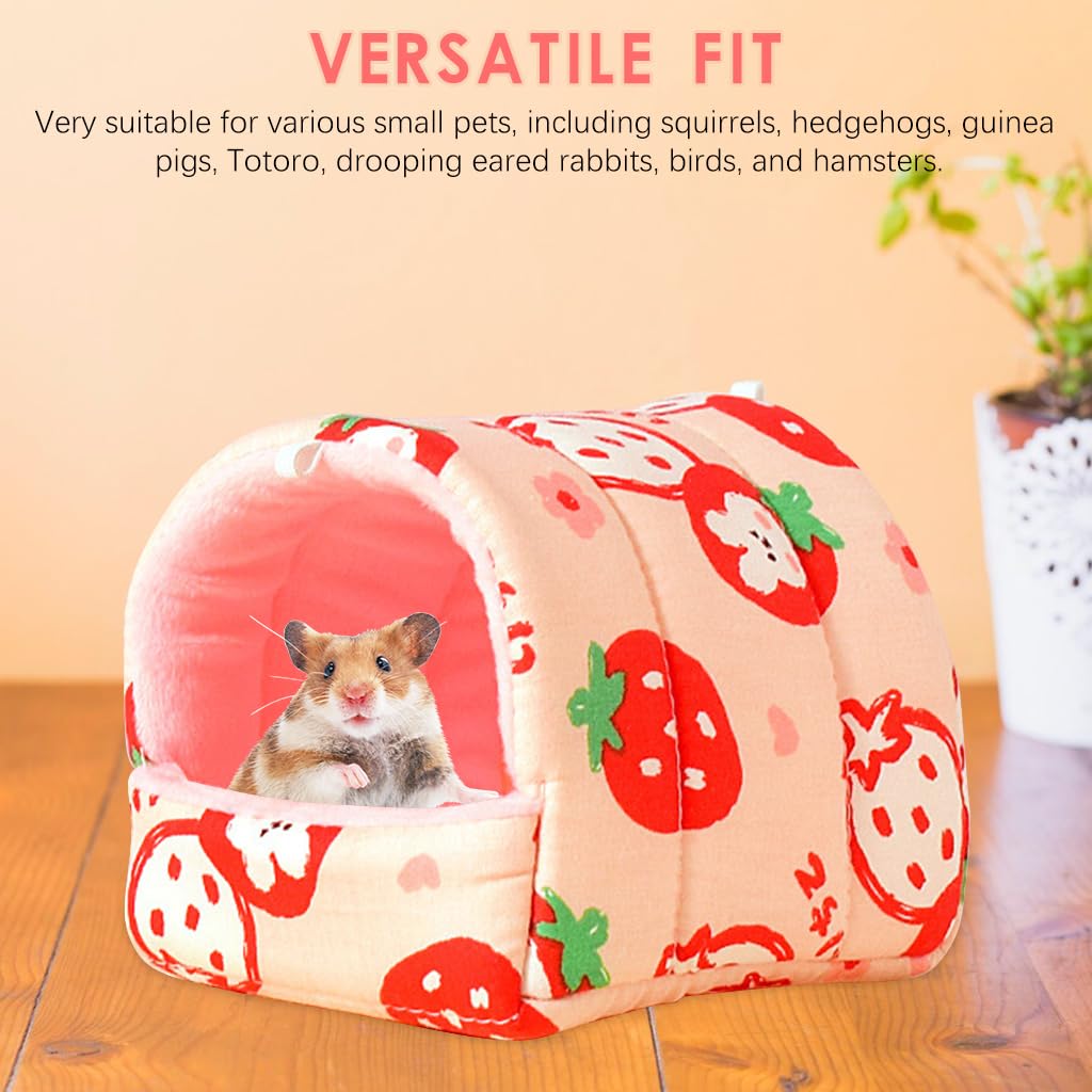 Qpets Hamster House for Small Pets with 3D Support Structure and Plush Fleece Lining 19x18x14cm