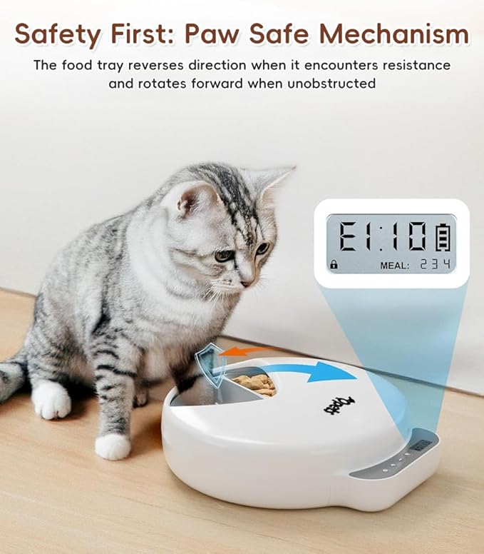 Qpets® Automatic Cat Feeder 960ml Dry & Wet Food Dispenser Feeder with Ice Box Insert, 4-Meal Design ProgrammableTimed Auto Cat Feeder Dog Treats Feeder, Battery-powered, Food-Grade Material
