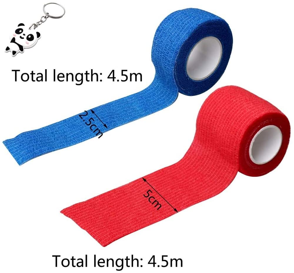 Qpets Self Adhesive Crepe Bandage Set for Finger and Tattoo Protection with Elastic Wrap | 9 Pcs Non Woven Fabric Rolls 2.5 cm x 4.5 m and 5 cm x 4.5 m