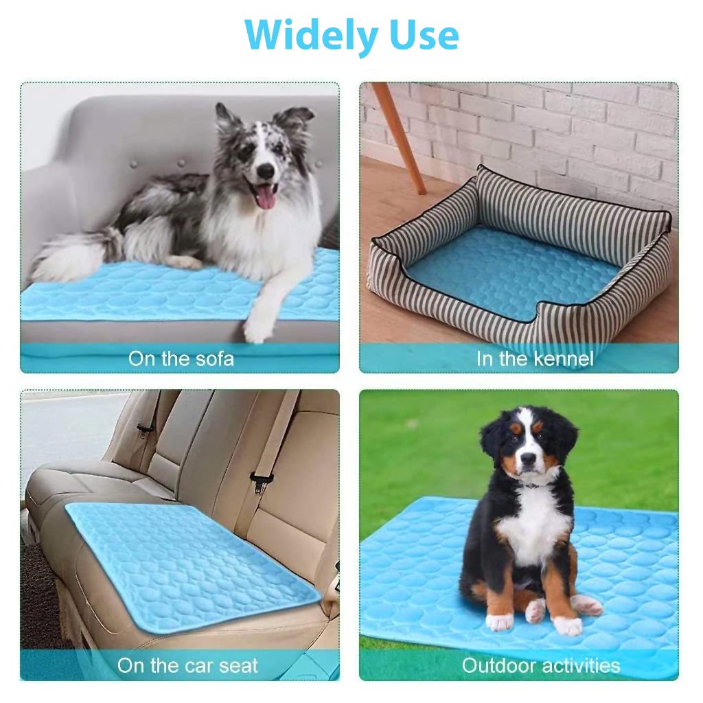 Summer Dog Cooling Mat Pet Sleeping Pad Cooling Mat Nylon Ice Silk Soft Water Absorption Pad Cat Beds Dog Bed Medium Size for Dog & Cat Waterproof Bottom (75 * 60cm, L)