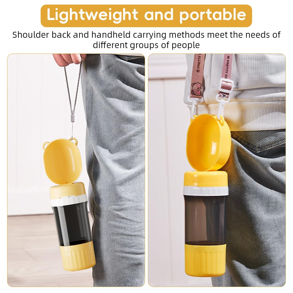 Qpets Pet Bowl Cap Portable Dog Feeder for Travel with 400ml Water and 180ml Food Storage | BPA-Free Detachable Design