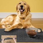 Qpets Pet Food Water Bowl Mat for Mess Free Feeding featuring Anti Slip Base and 40x60cm Diatom Mud Surface | Neutral Grey Design