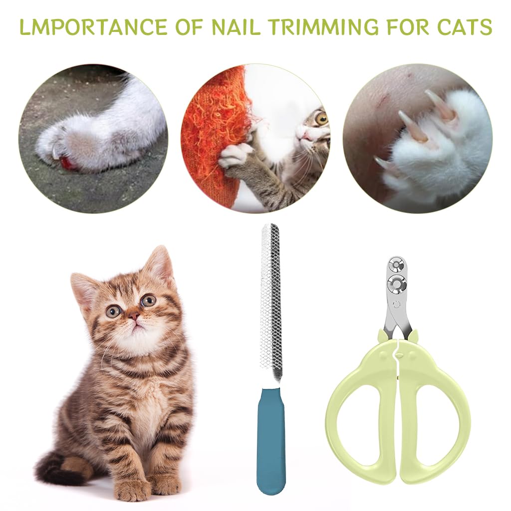 Qpets Cat Nail Clipper for Cats and Dogs with Dual Hole Design and Ergonomic Handle | Stainless Steel Blades and Built in Nail File