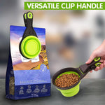 Qpets Silicone Dog Food Scoop for Feeding | 237ml Collapsible Bowl with Sealing Clip and Ergonomic Handle