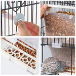 Automatic Bird Feeder for Cage, Birds Food Feeder, Birds Cage, Parrot Seed Feeders with Perch Acrylic Transparent Seed Food Container Cages for Small and Medium Lovebirds Parakeets