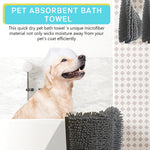 Qpets Dog Bath Towel for Quick Drying Pets with Pockets featuring Microfiber Chenille 80×35cm