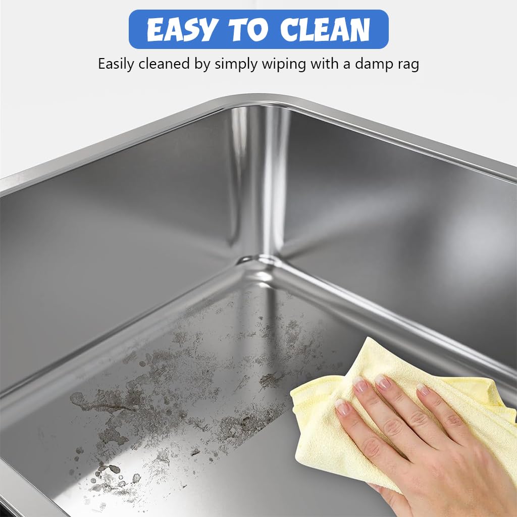 Qpets Cat Litter Combo with Double Layer 40x60cm Mat and Stainless Steel Box | Easy Clean