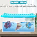 Qpets Mini Desk Fish Tank for Home or Office with 3 Layer Dividing Inserts and Air Lid | Clear Acrylic 9.5×19 cm