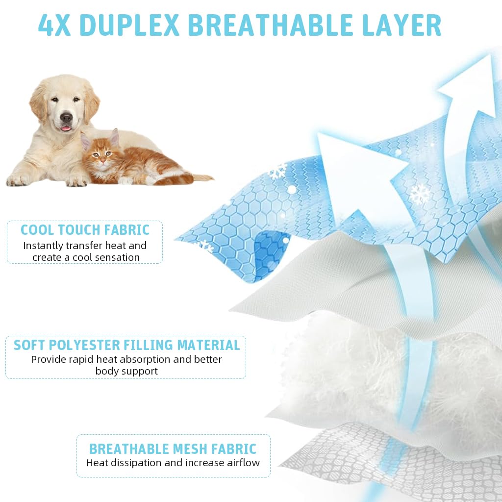 Qpets Dog Cooling Mat for Summer Heat Relief with 3D Honeycomb Texture 70x50 cm Blue | Easy Clean Design